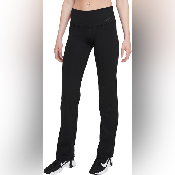 M Nike Recycled Straight Leggings Ten Less Plastic Bottles Training Black Pants - Picture 1 of 11